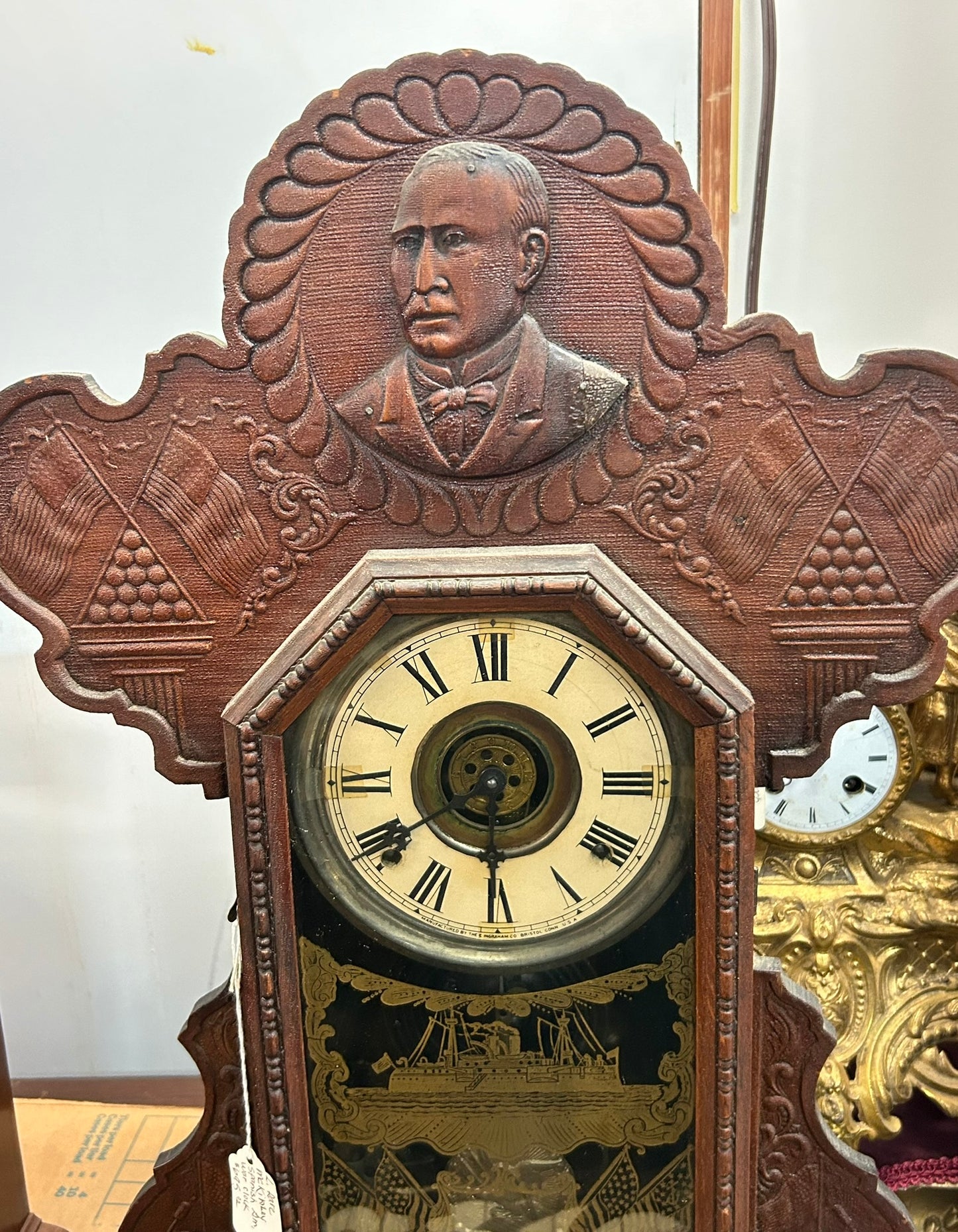 ANTIQUE SPANISH AMERICAN WAR COMMEMORATIVE CLOCK