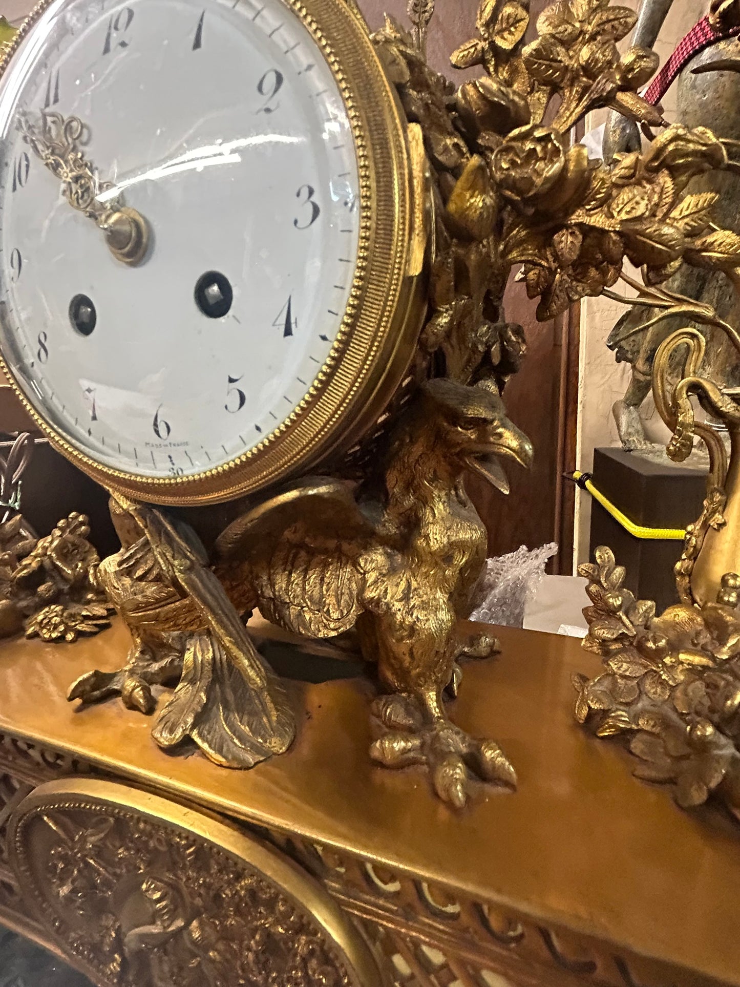 ANTIQUE BRONZE CARTIER THREE PIECE CLOCK SET