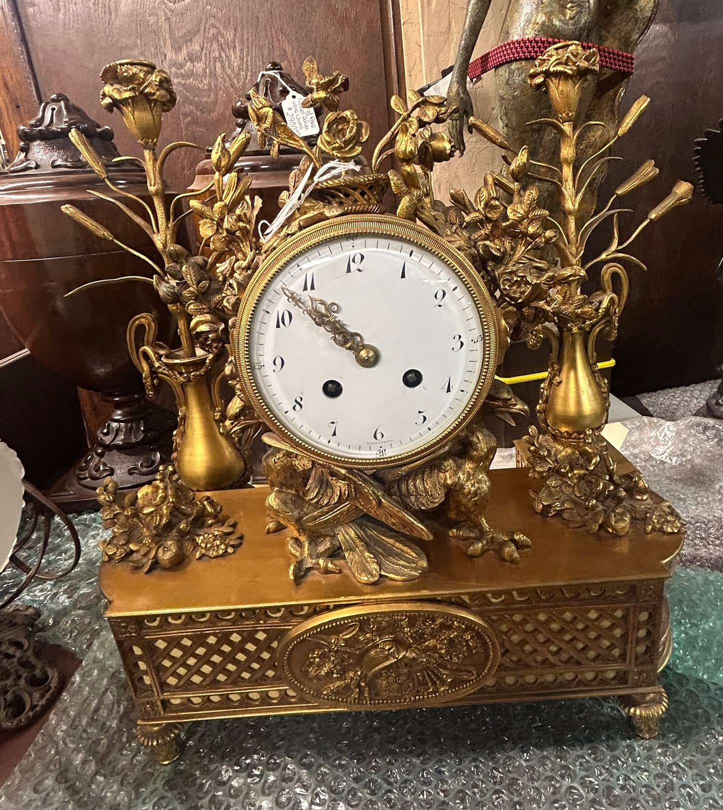 ANTIQUE BRONZE CARTIER THREE PIECE CLOCK SET