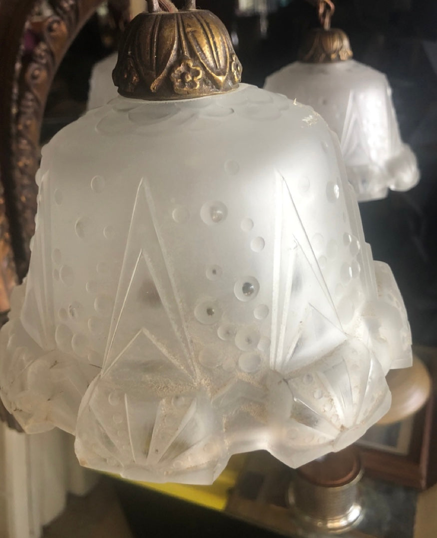 ANTIQUE BRONZE DECO HANGING LIGHT