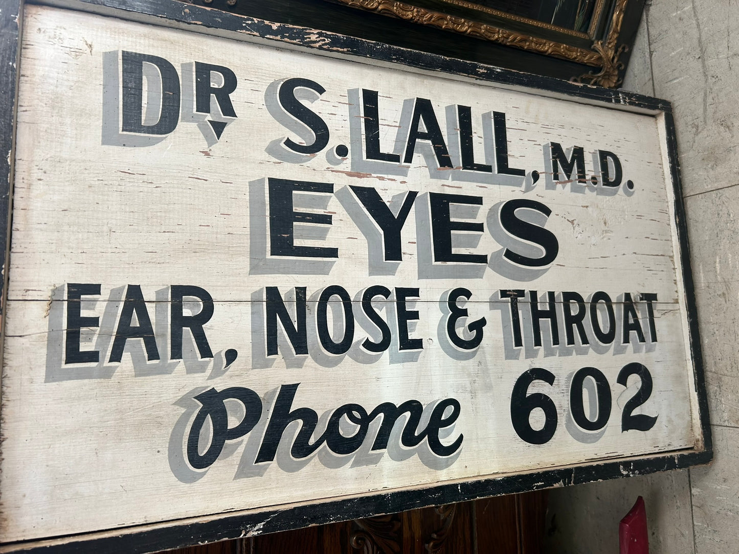 ANTIQUE DR. S. LALL WOODEN SIGN