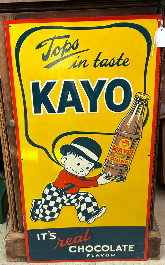 KAYO CHOCOLATE DRINK TIN LITHO ADVERTISING SIGN