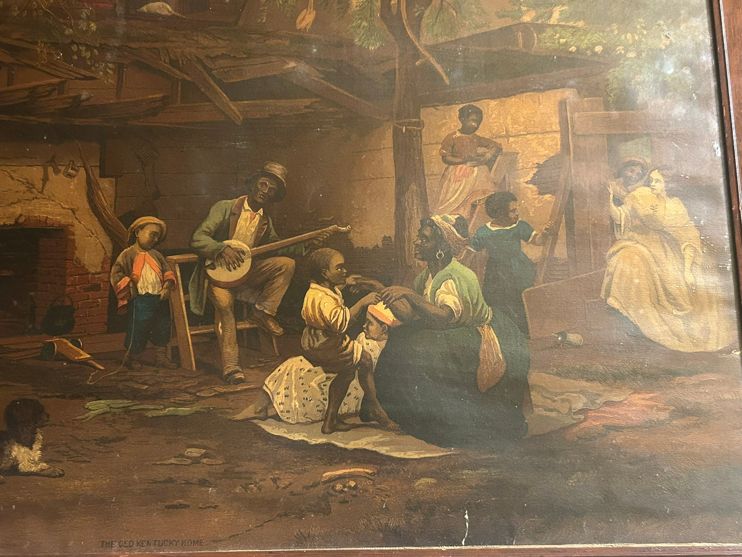 ANTIQUE CHROMO LITHO FROM EASTMAN JOHNSON PAINTING OF BLACK AMERICANS "THE OLD KENTUCKY HOME"