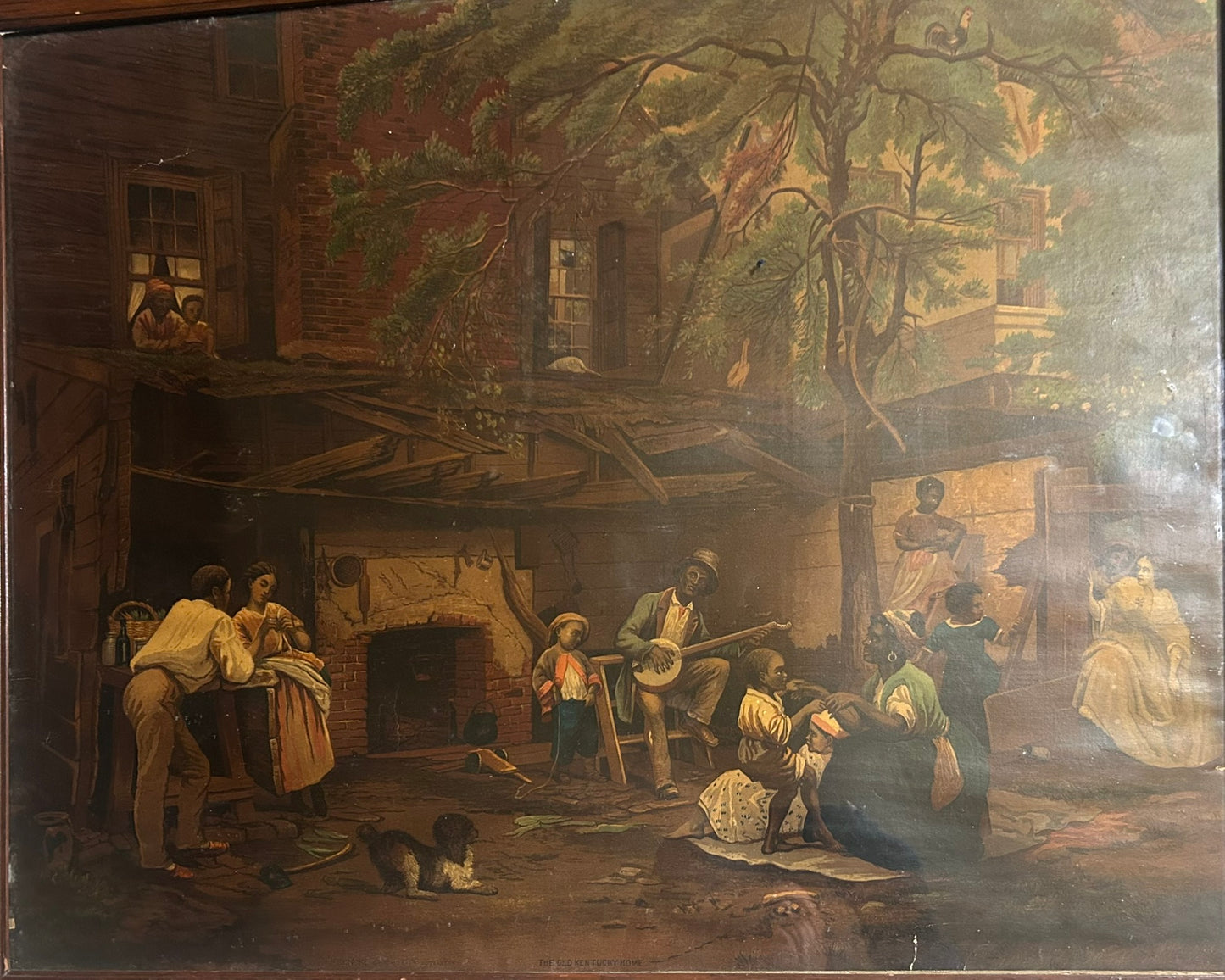 ANTIQUE CHROMO LITHO FROM EASTMAN JOHNSON PAINTING OF BLACK AMERICANS "THE OLD KENTUCKY HOME"