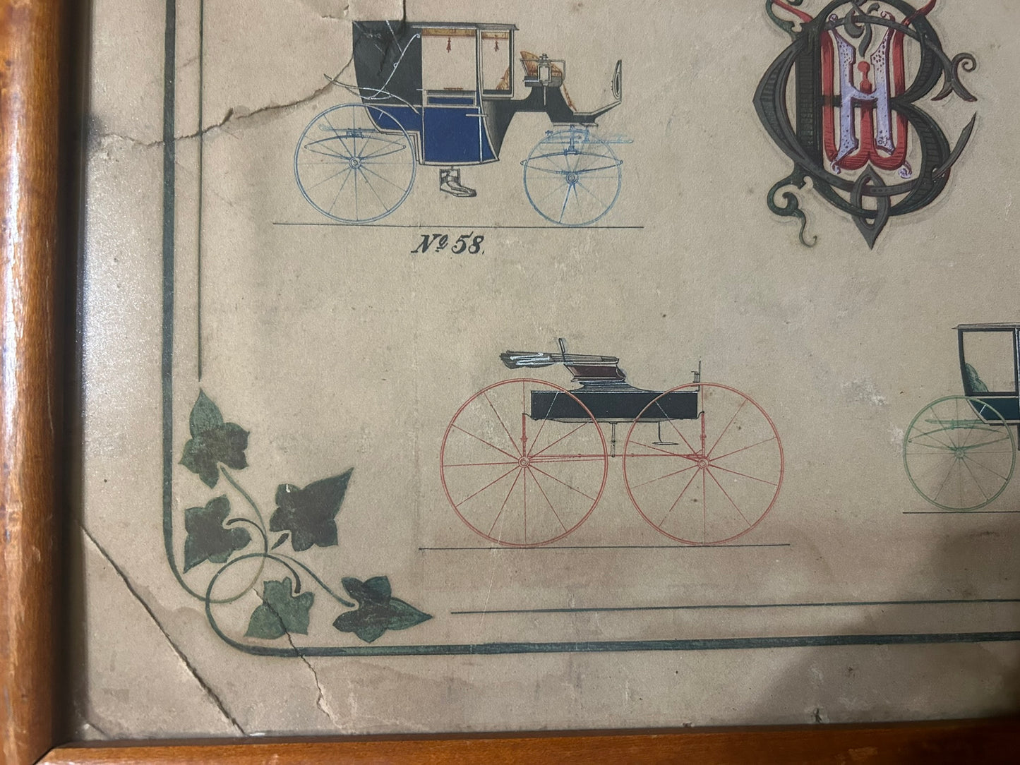 ANTIQUE SIGN FOR HORSE DRAWN CARRIAGES FOR BRADLEY PRAY & CO. NEW YORK 1870