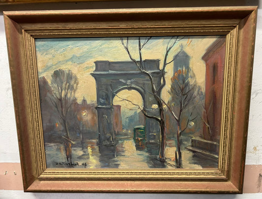 WASHINGTON SQUARE PAINTING BY NEW YORK ARTIST BELA DE TIREFORT