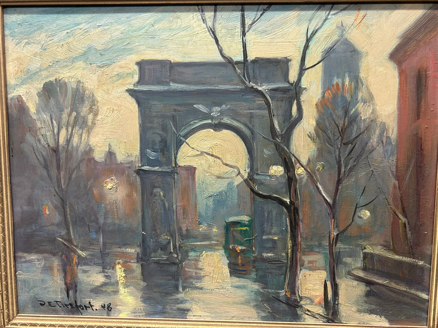 WASHINGTON SQUARE PAINTING BY NEW YORK ARTIST BELA DE TIREFORT