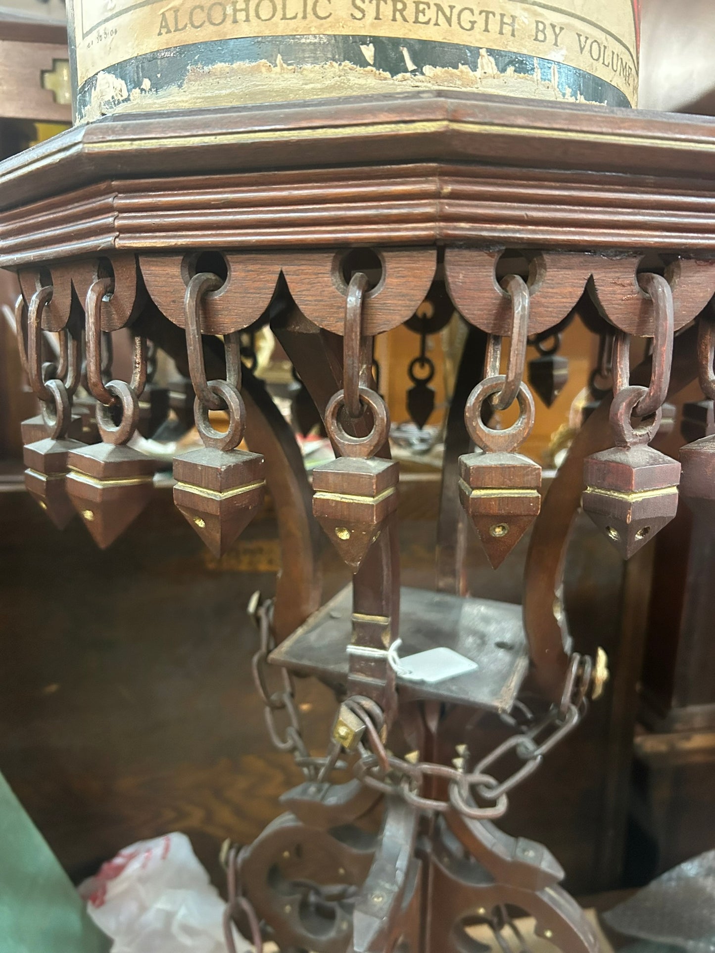 ANTIQUE FOLK ART PRISON MADE CARVED STAND