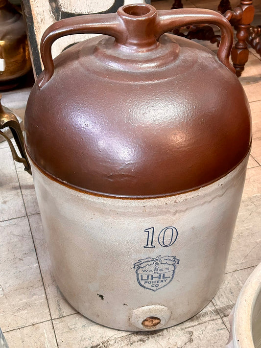UHL STONEWARE LARGE DOUBLE HANDLE 10 GALLON JUG