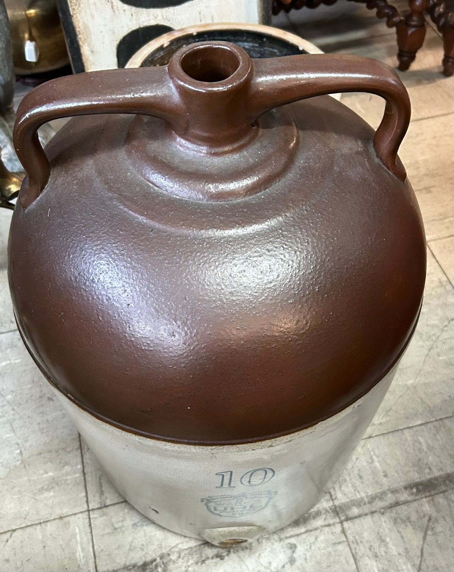 UHL STONEWARE LARGE DOUBLE HANDLE 10 GALLON JUG