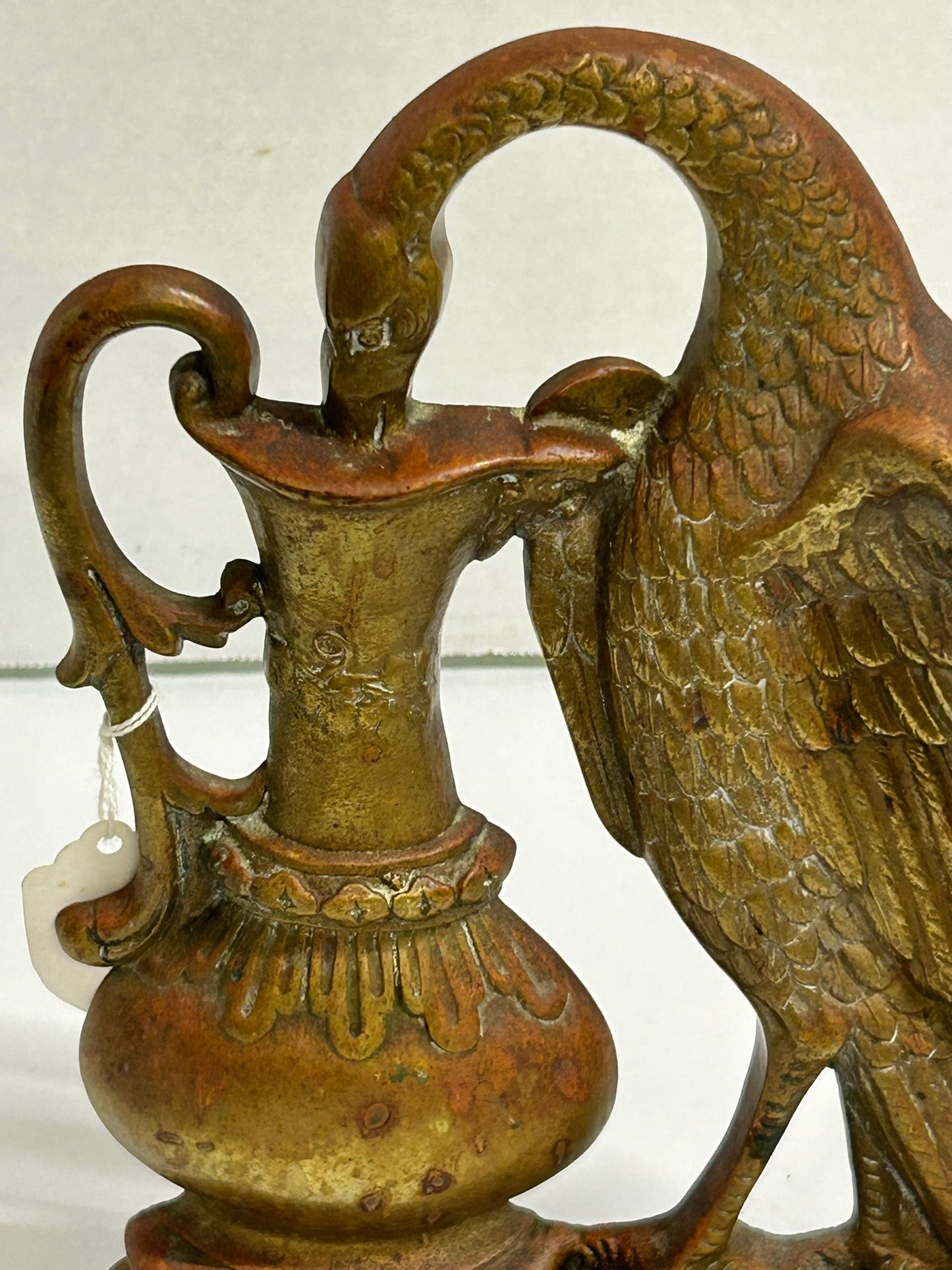 ANTIQUE DOORSTOP OF BRONZE EGRET BIRD