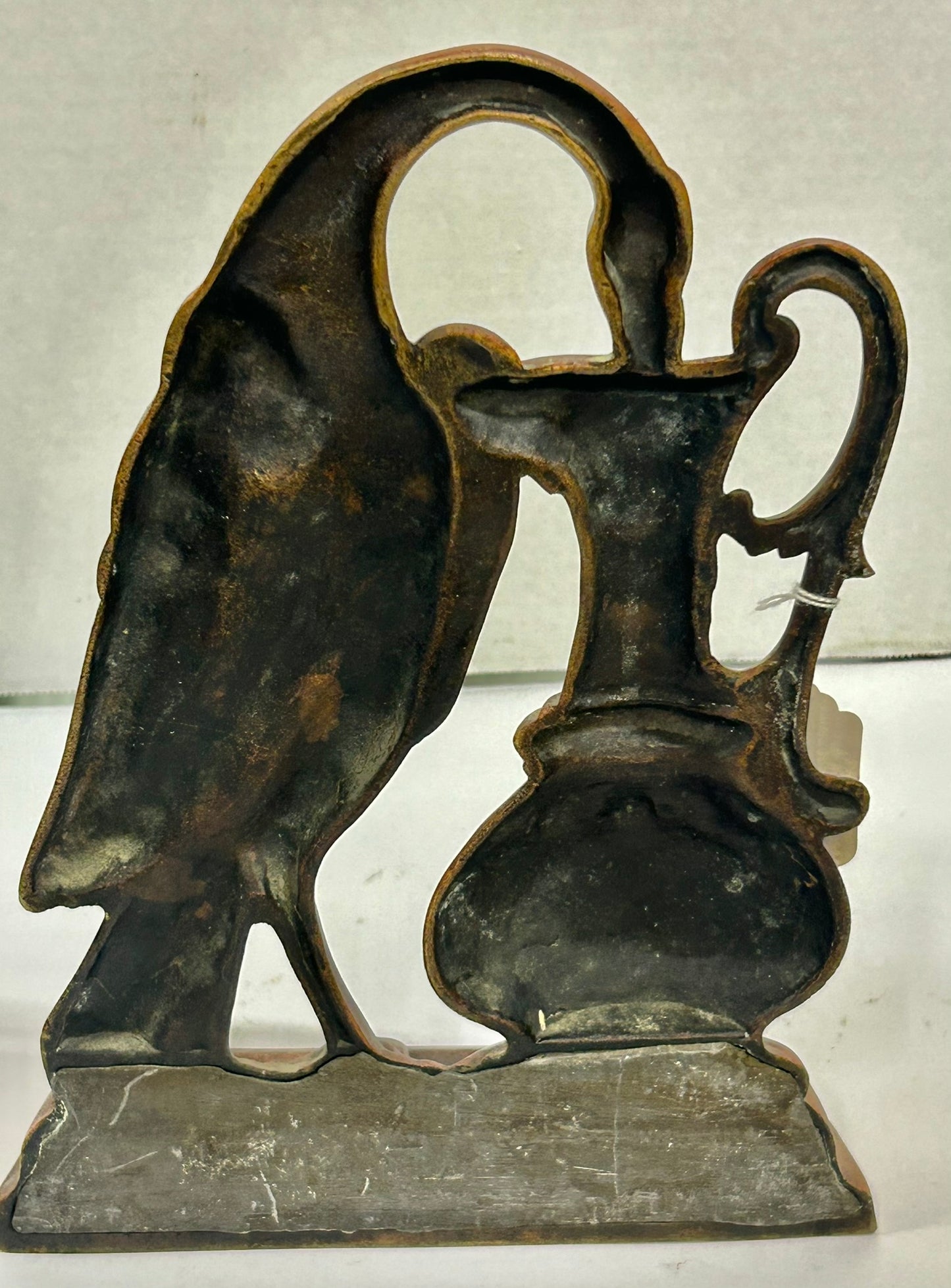 ANTIQUE DOORSTOP OF BRONZE EGRET BIRD