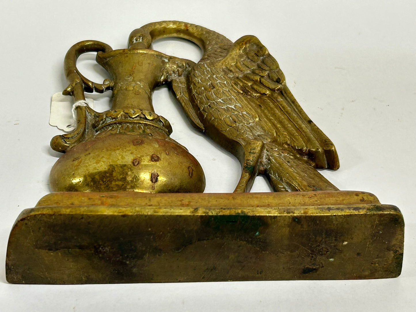 ANTIQUE DOORSTOP OF BRONZE EGRET BIRD