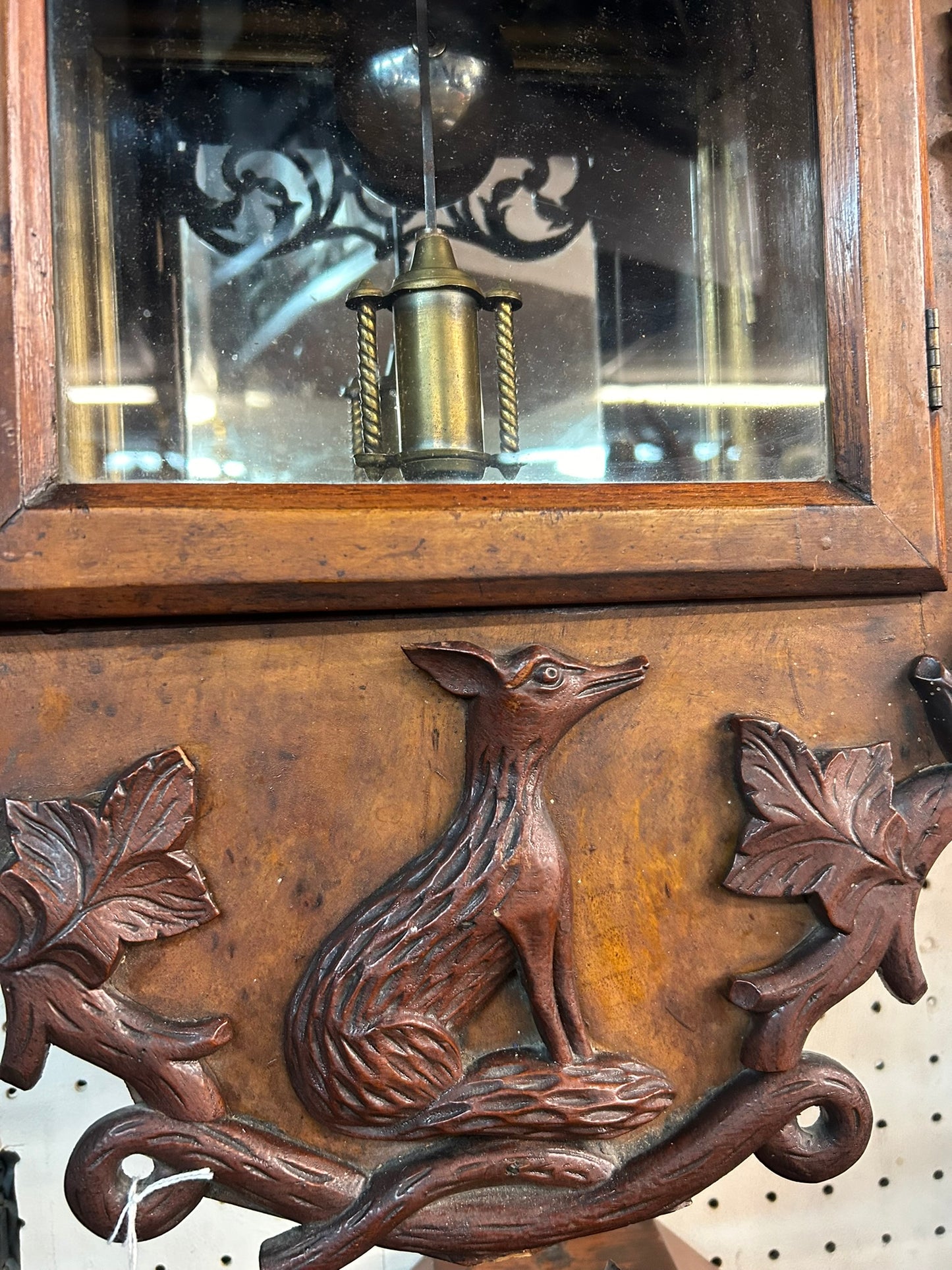 ANTIQUE BLACK FOREST CARVED WALL CLOCK