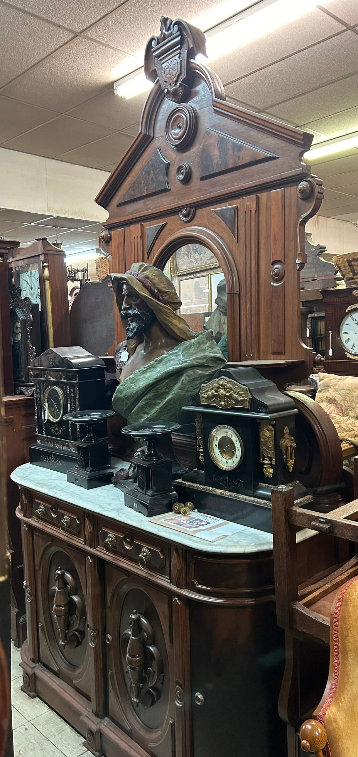 LARGE MARBLE TOP VICTORIAN SIDEBOARD