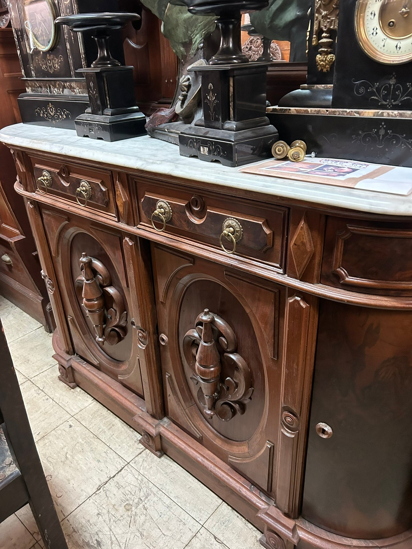 LARGE MARBLE TOP VICTORIAN SIDEBOARD