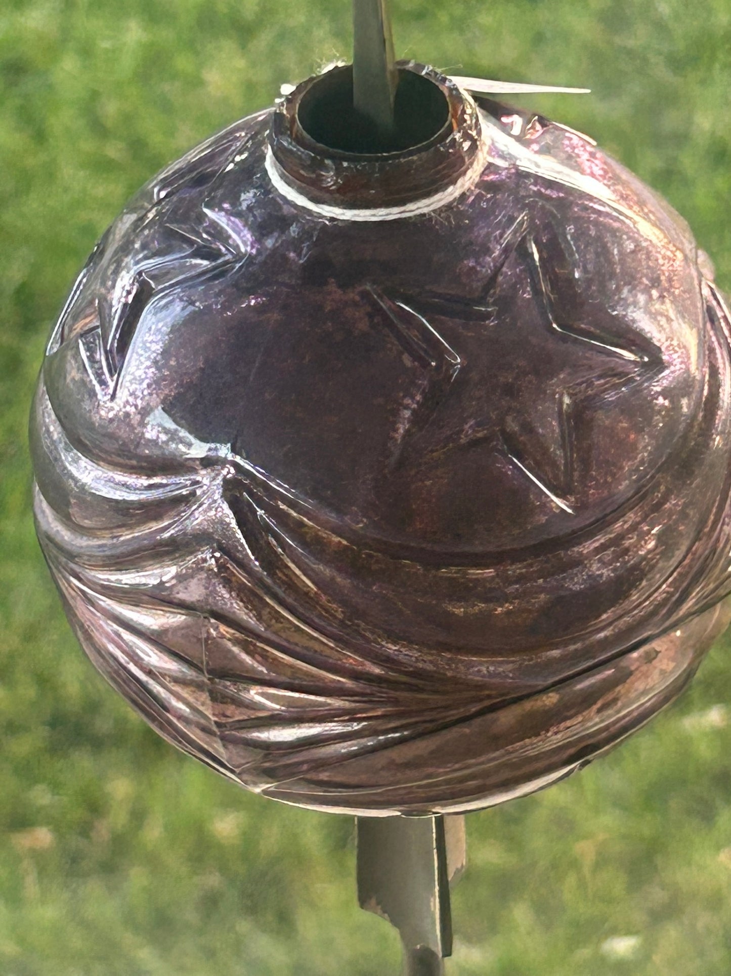 LIGHTNING ROD PURPLE MERCURY GLASS MOON AND STAR GLOBE