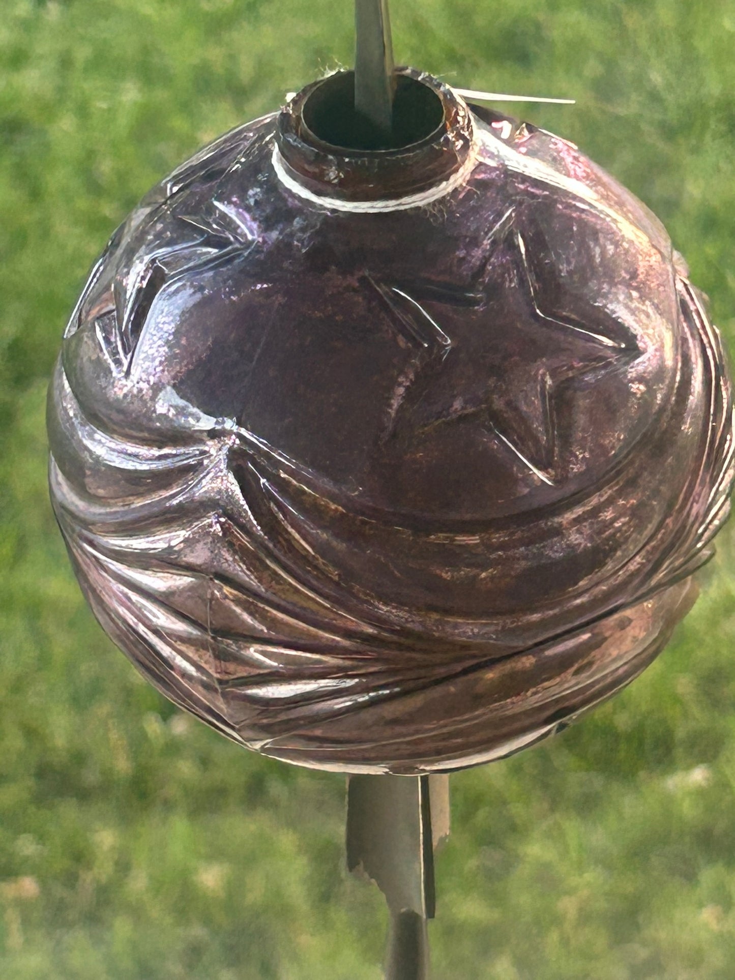 LIGHTNING ROD PURPLE MERCURY GLASS MOON AND STAR GLOBE
