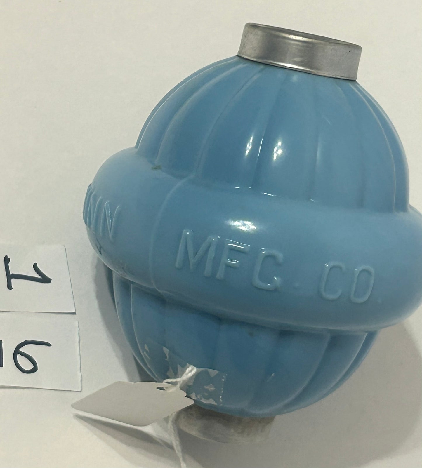 ANTIQUE LIGHTNING ROD BLUE MILK GLASS SHINN BALL