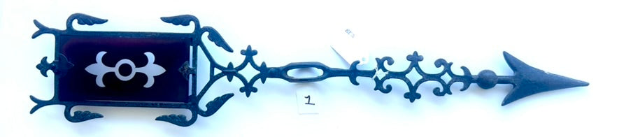 ANTIQUE WEATHER VANE ARROW WITH RUBY GLASS FLEUR DE LIS DESIGN