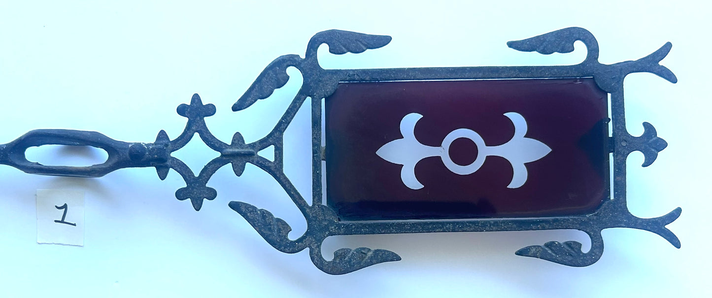 ANTIQUE WEATHER VANE ARROW WITH RUBY GLASS FLEUR DE LIS DESIGN