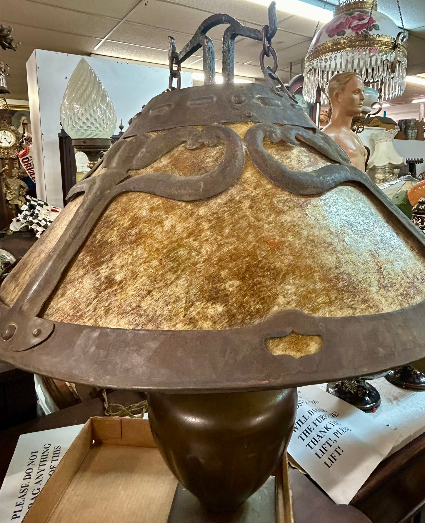 HANDEL MICA AND COPPER TABLE LAMP