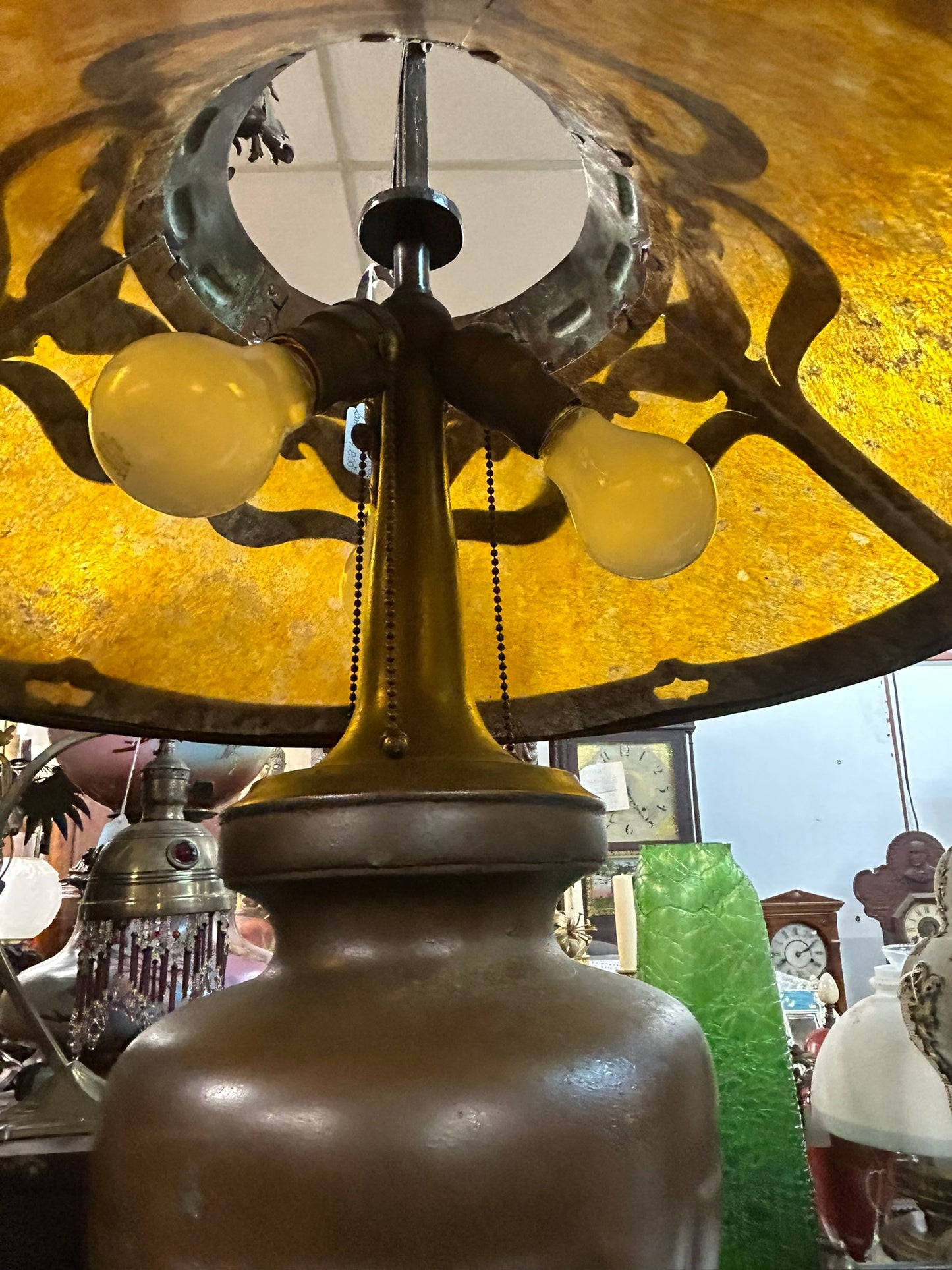 HANDEL MICA AND COPPER TABLE LAMP