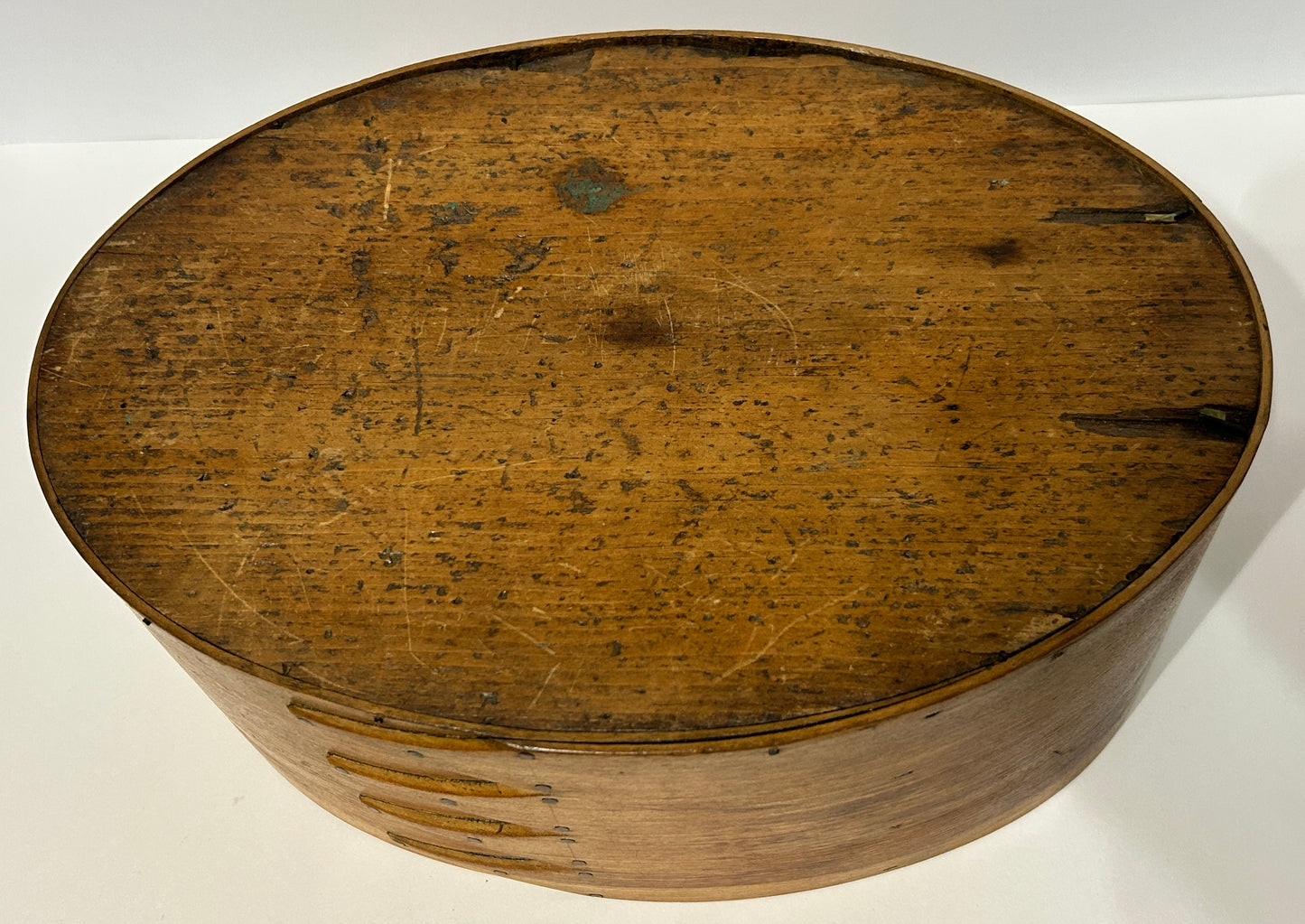 ANTIQUE SHAKER OVAL FIVE FINGERS LAP PANTRY BOX