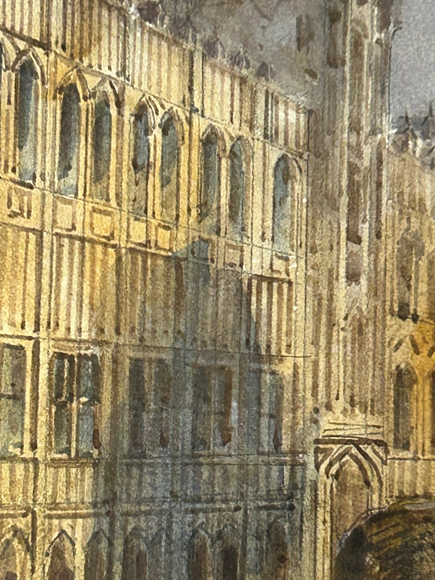 WATERCOLOR PAINTING OF BRUSSELS TOWN HALL CIRCA LATE 1800'S
