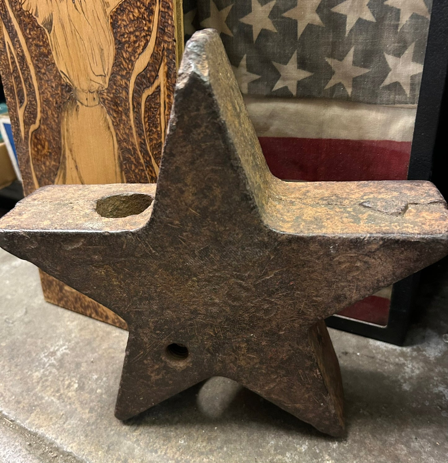ANTIQUE CAST IRON STAR WINDMILL WEIGHT BY FLINT AND WALLING