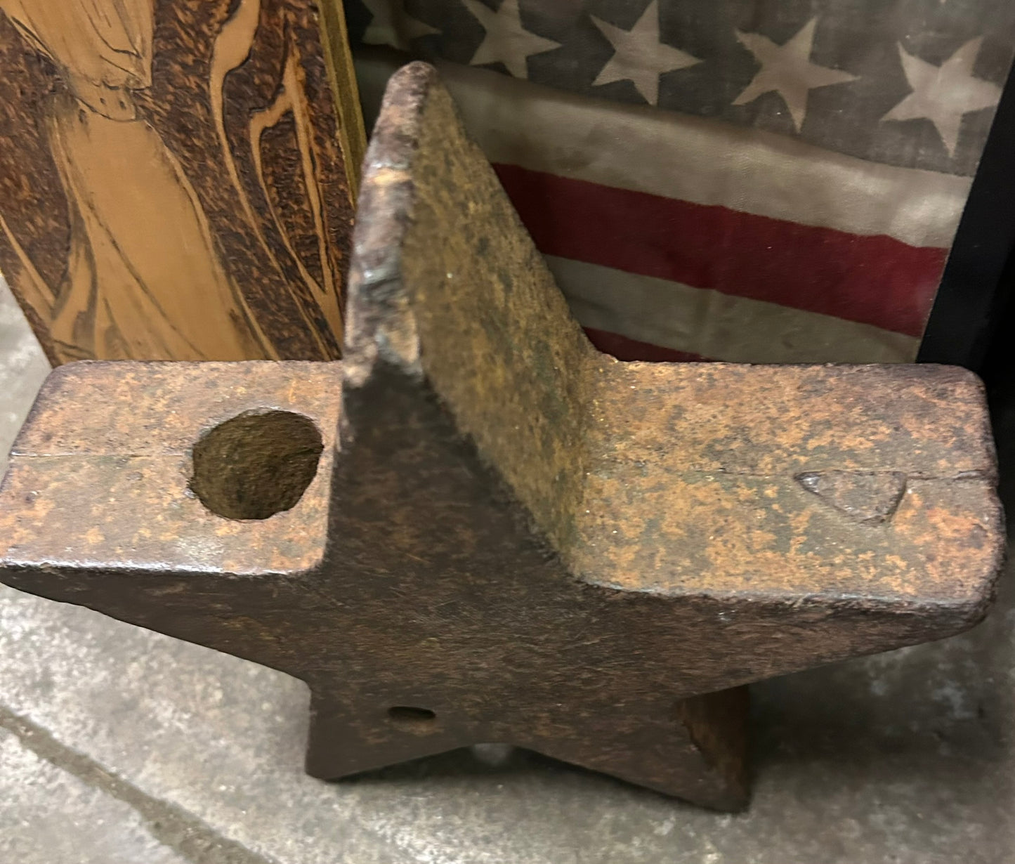 ANTIQUE CAST IRON STAR WINDMILL WEIGHT BY FLINT AND WALLING