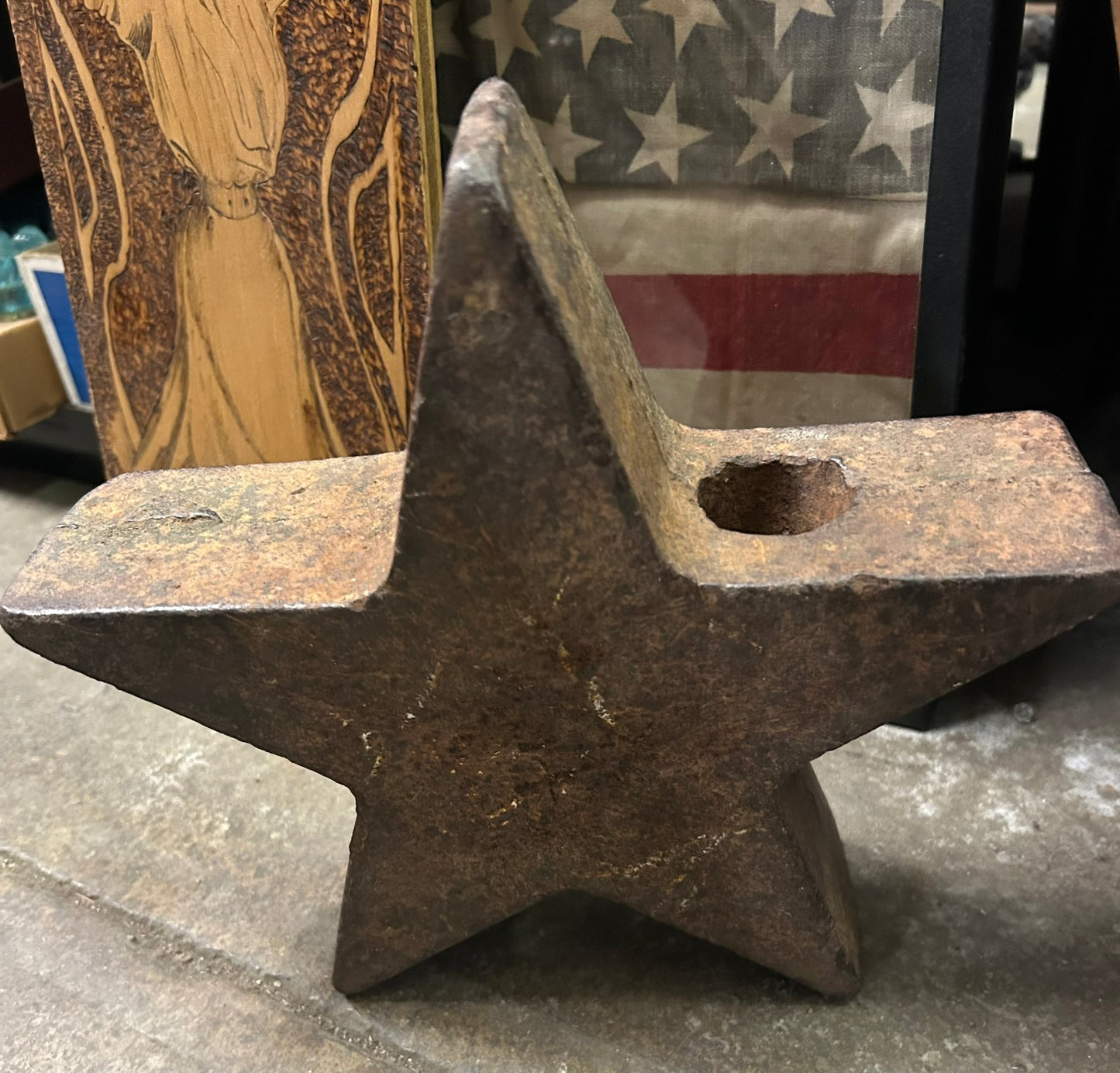 ANTIQUE CAST IRON STAR WINDMILL WEIGHT BY FLINT AND WALLING