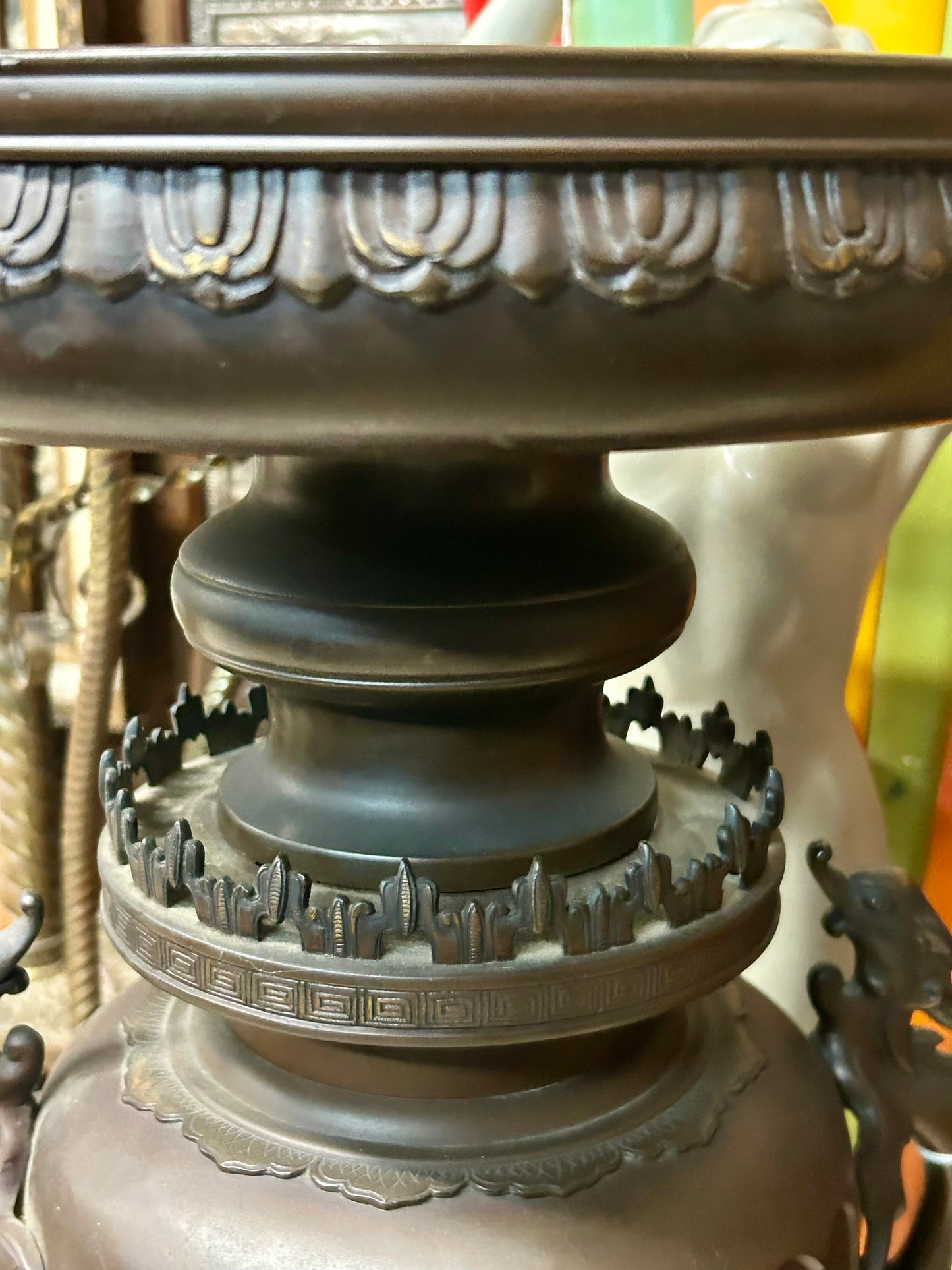 BRONZE MIXED METAL LARGE JAPANESE ANTIQUE USUBATA URN
