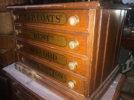 J P COATS 4 DRAWER SPOOL CABINET