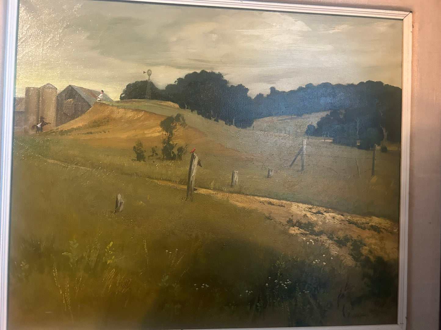 WALTER PARKE PAINTING "FARMYARD SCUFFLE" LANDSCAPE