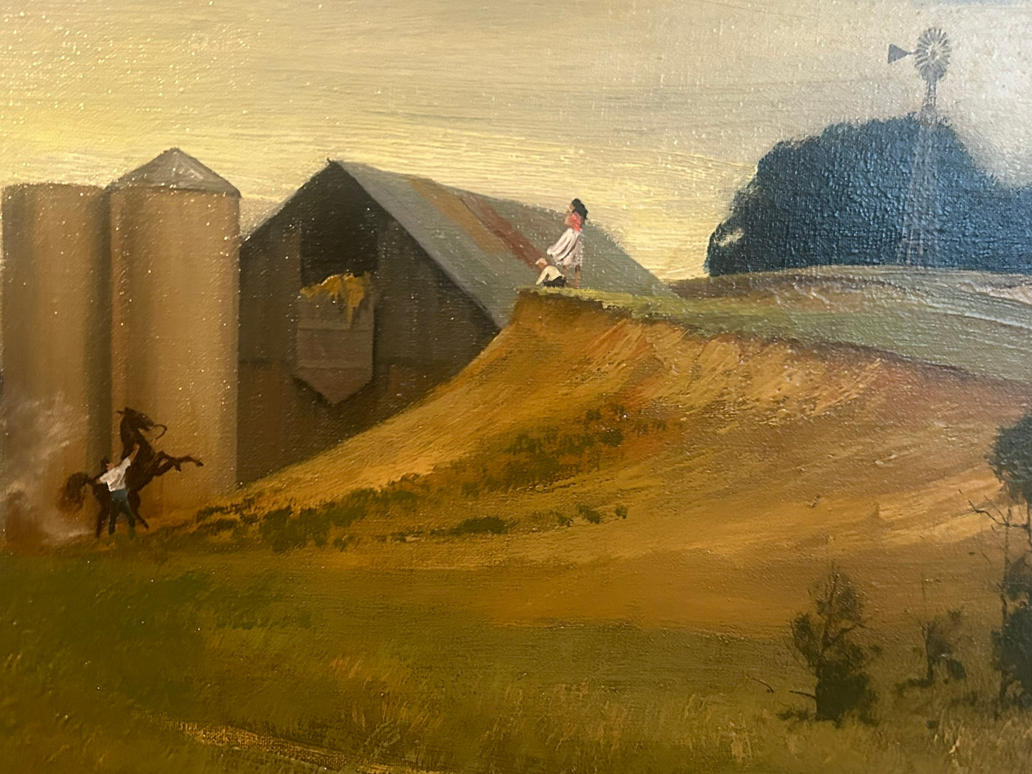 WALTER PARKE PAINTING "FARMYARD SCUFFLE" LANDSCAPE