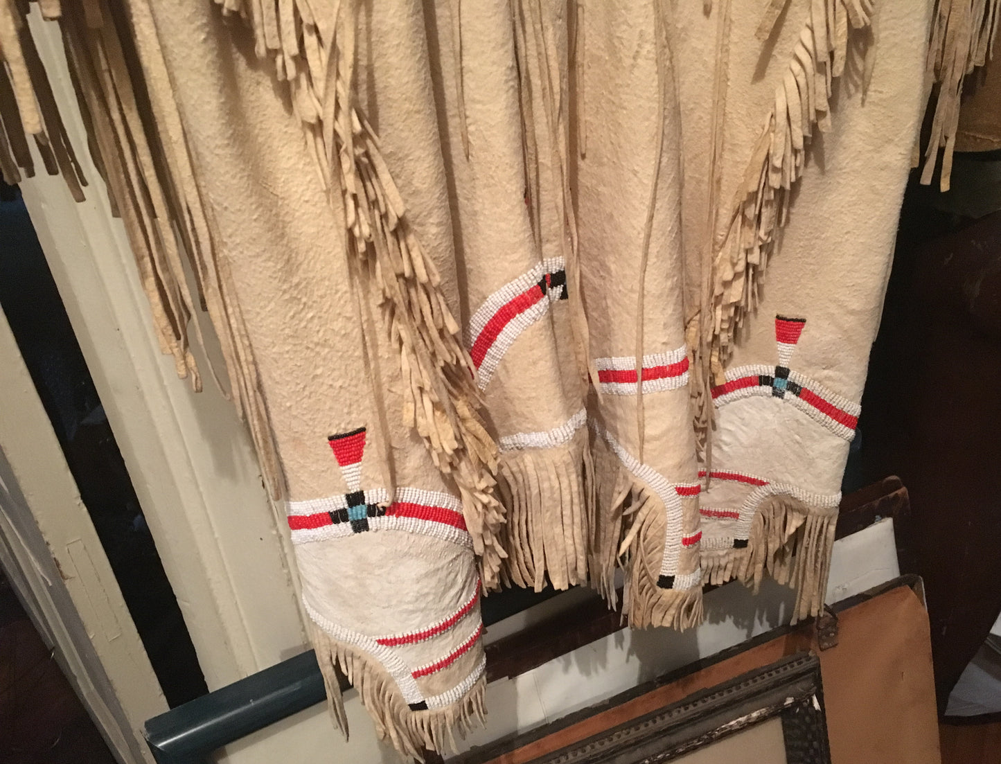 NATIVE AMERICAN CHEROKEE BEADED WOMANS BUCKSKIN BEADED 1930's DRESS