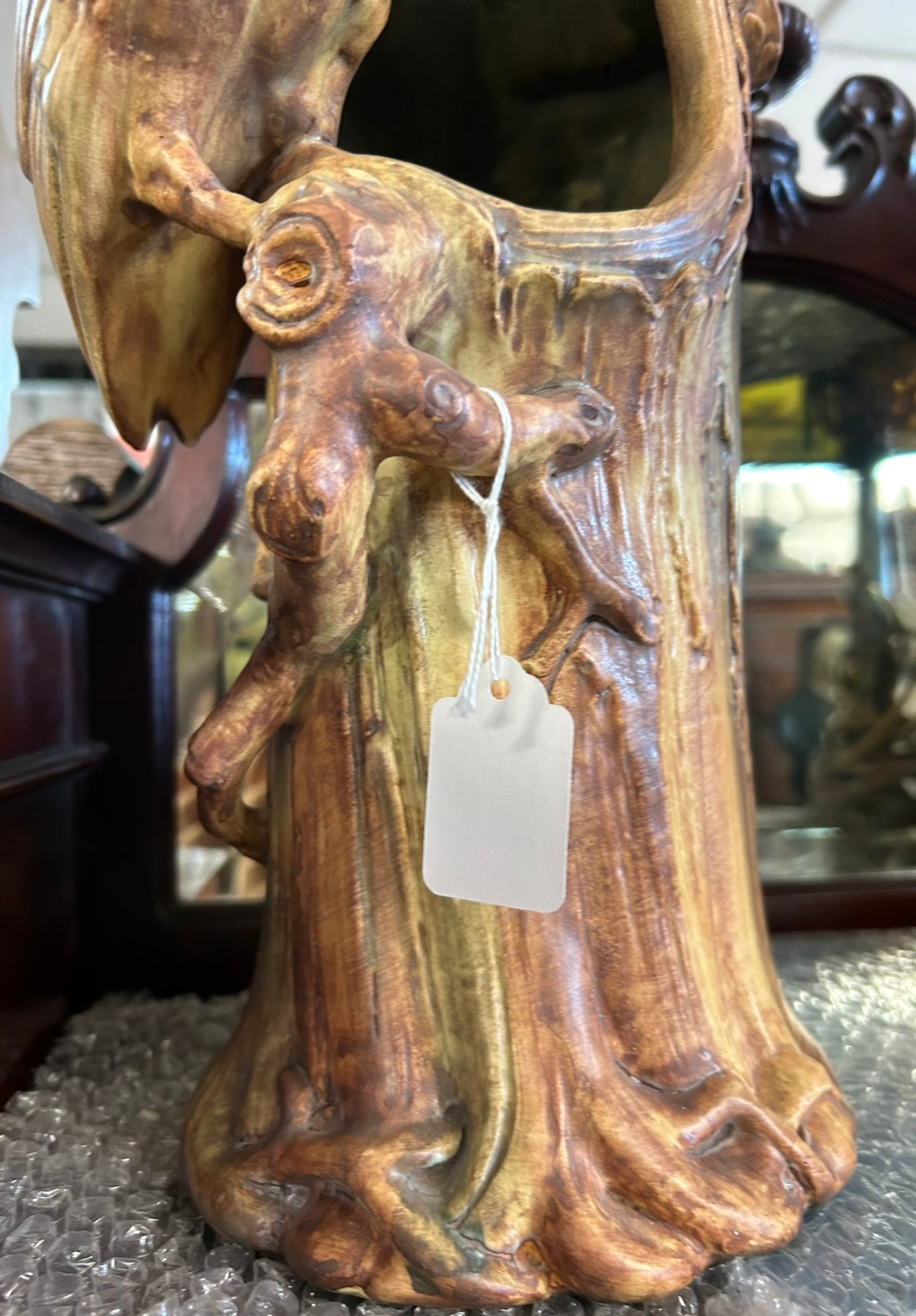 WELLER LARGE OWL POTTERY VASE