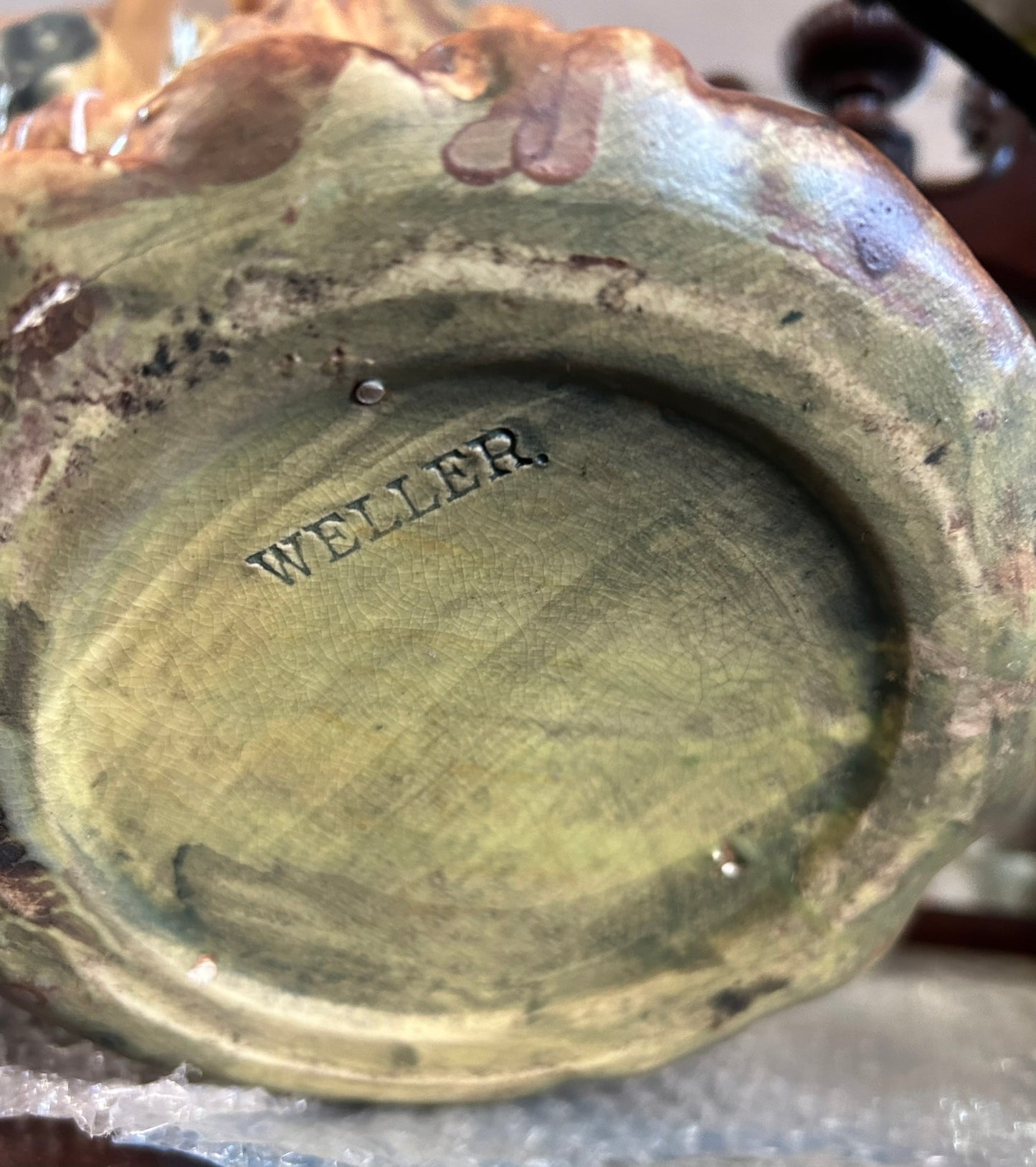 WELLER LARGE OWL POTTERY VASE