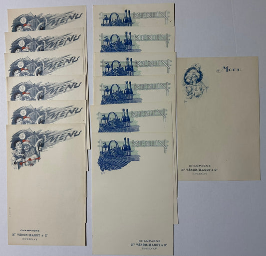 ANTIQUE CHAMPAGNE ILLUSTRATED ADVERTISING MENU PAGES