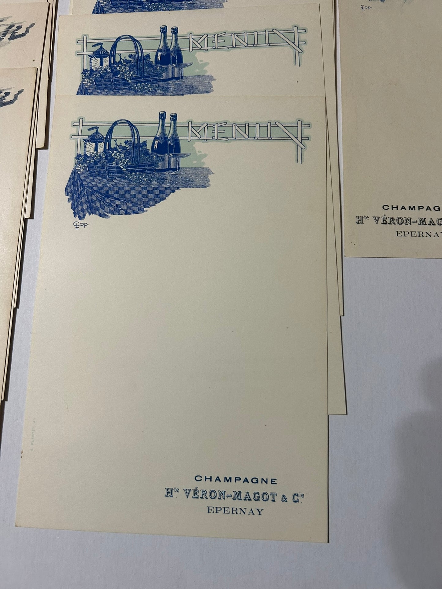 ANTIQUE CHAMPAGNE ILLUSTRATED ADVERTISING MENU PAGES