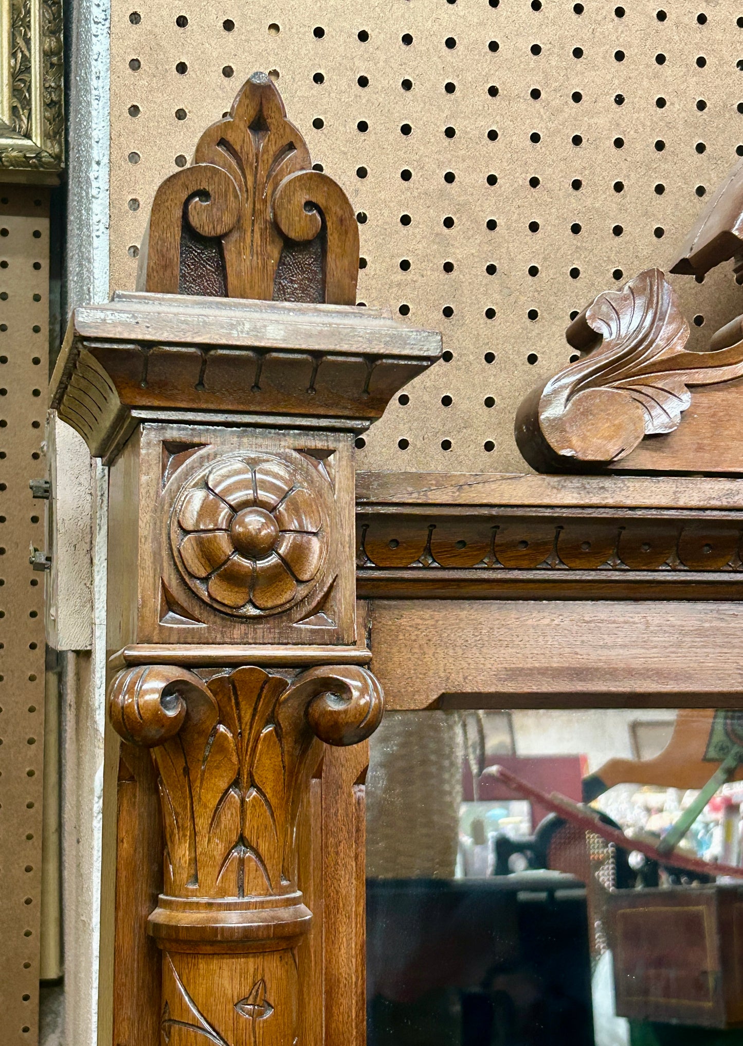 WALNUT VICTORIAN MANTEL OR FLOOR MIRROR