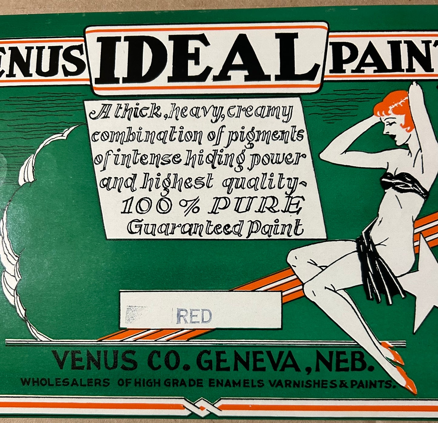 VENUS IDEAL PAINT GENEVA, NEBR. EARLY ADVERTISEMENT