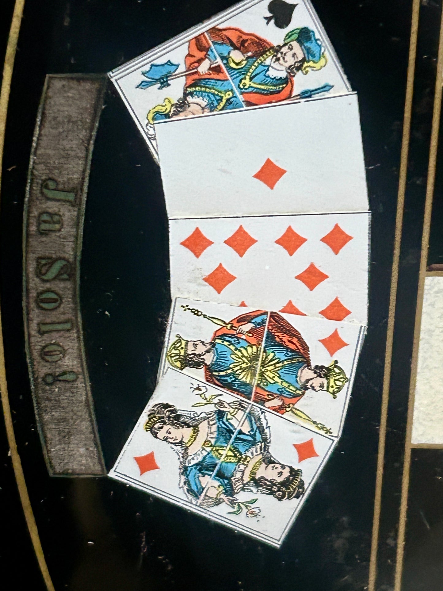 ANTIQUE CHECKERBOARD REVERSE GLASS PAINTED