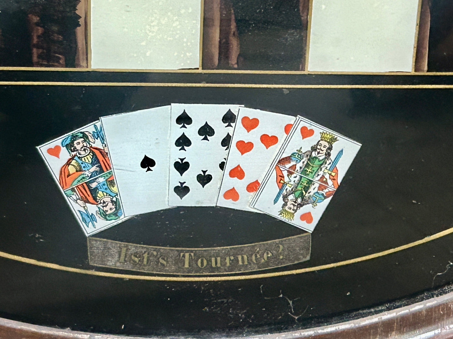 ANTIQUE CHECKERBOARD REVERSE GLASS PAINTED