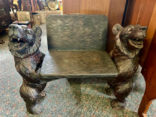 BLACK FOREST CARVED BEAR BENCH