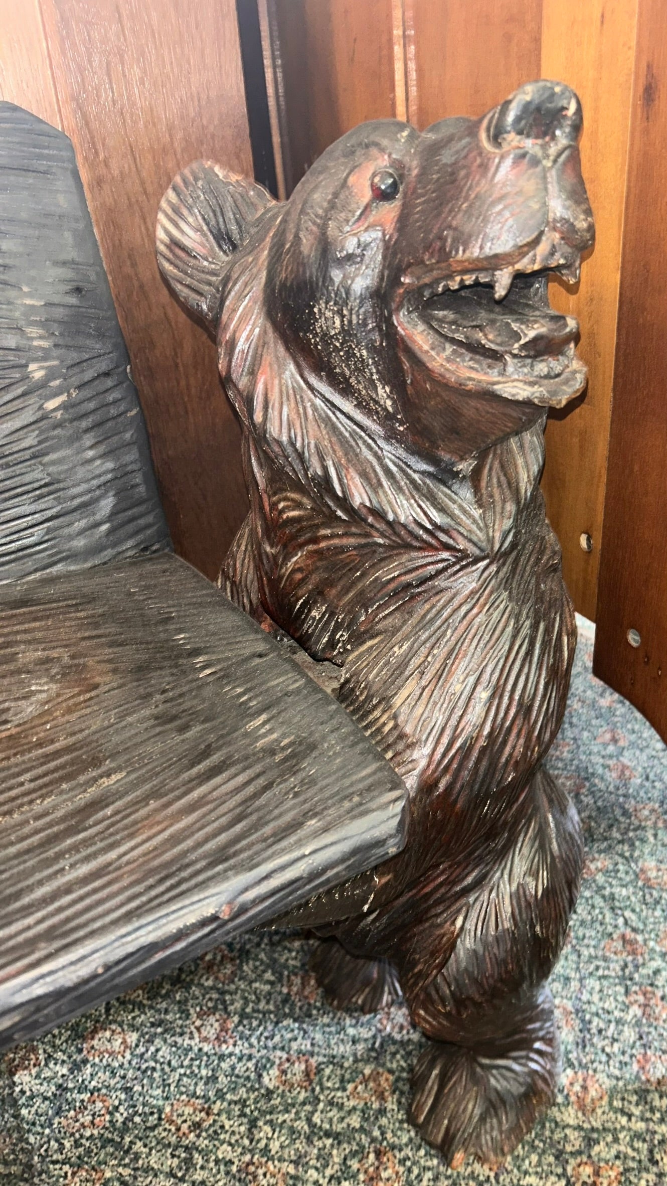 BLACK FOREST CARVED BEAR BENCH