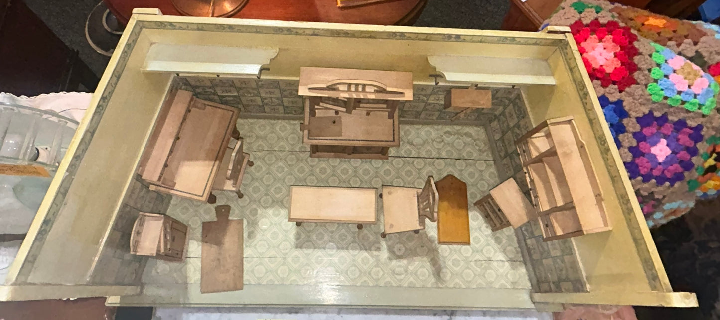1920's CHILD's PLAY KITCHEN WITH FURNITURE