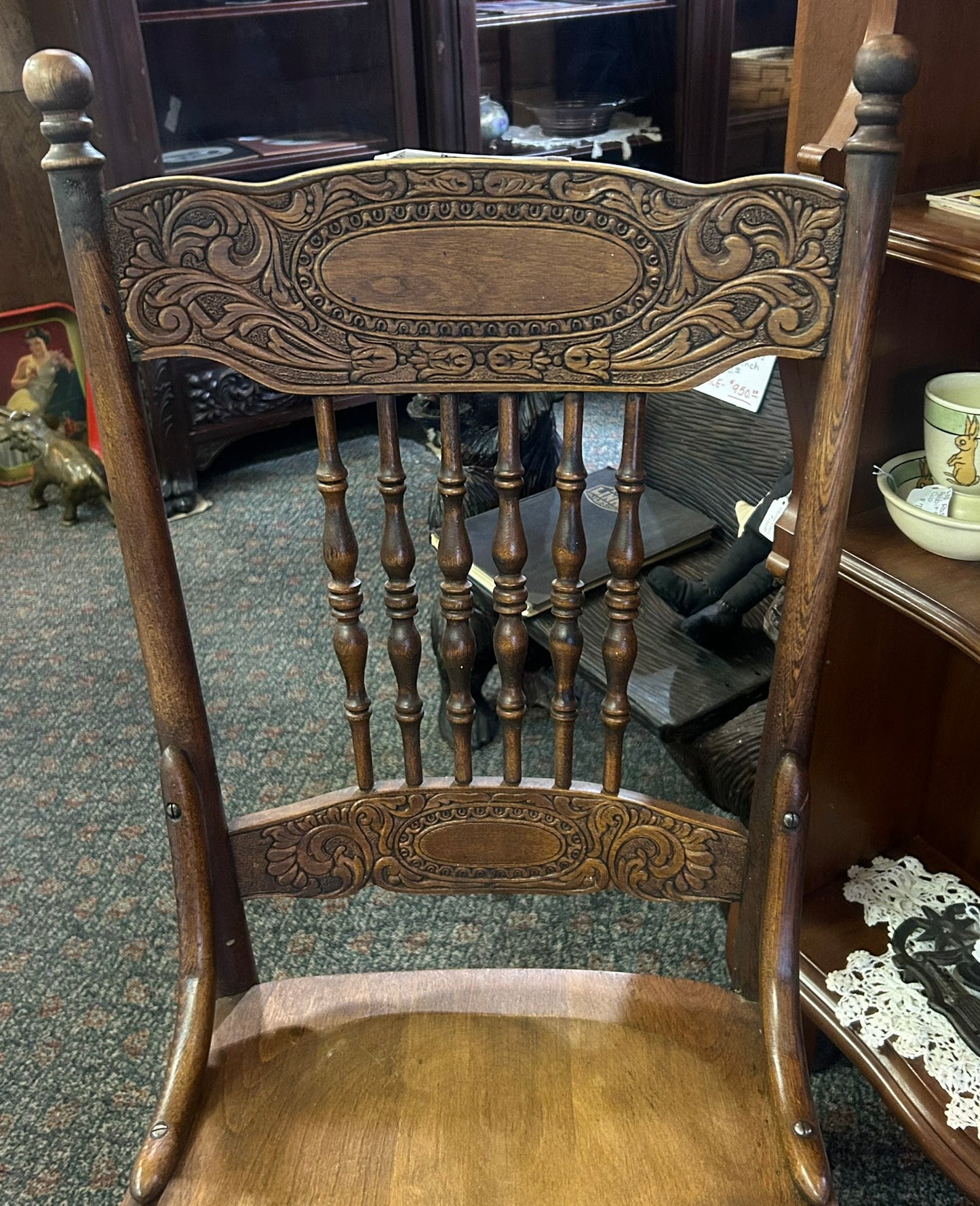 SET OF SIX EARLY 1900's ANTIQUE OAK PRESS BACK CHAIRS