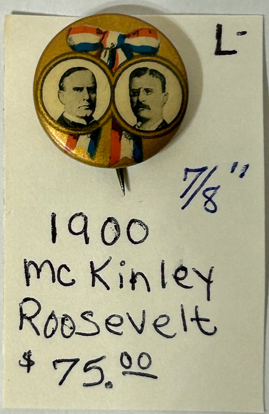 MCKINLEY ROOSEVELT 1900 JUGATE POLITICAL PINBACK BUTTON